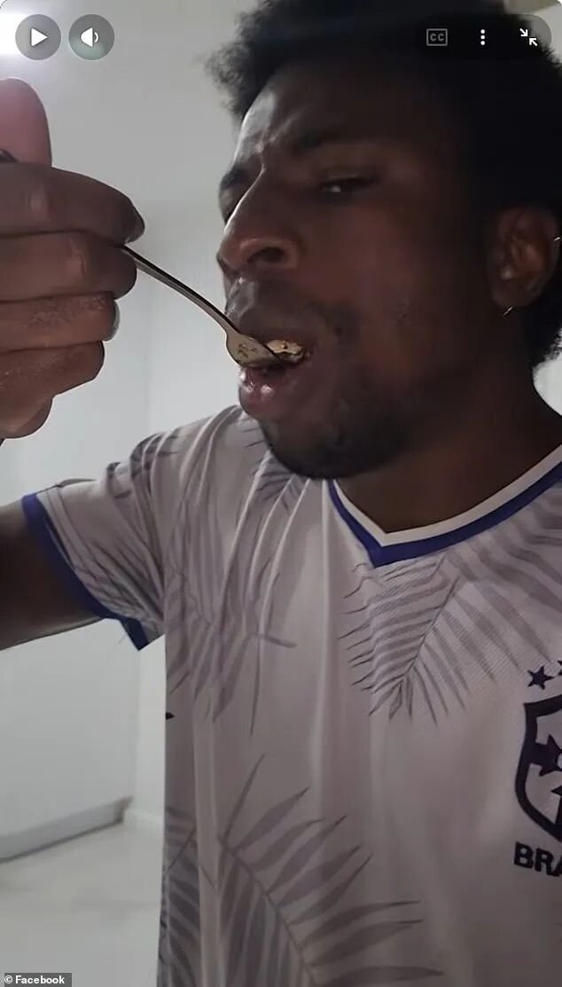 Jerry Sowood posted a near three minute video of himself to YouTube eating